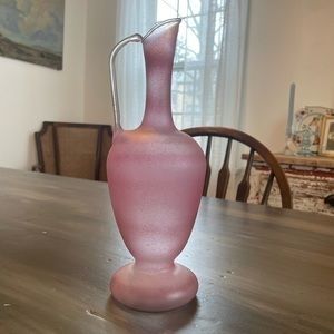 Vintage genuine Handmade Neker Jerusalem Glass long neck vase, made in Israel